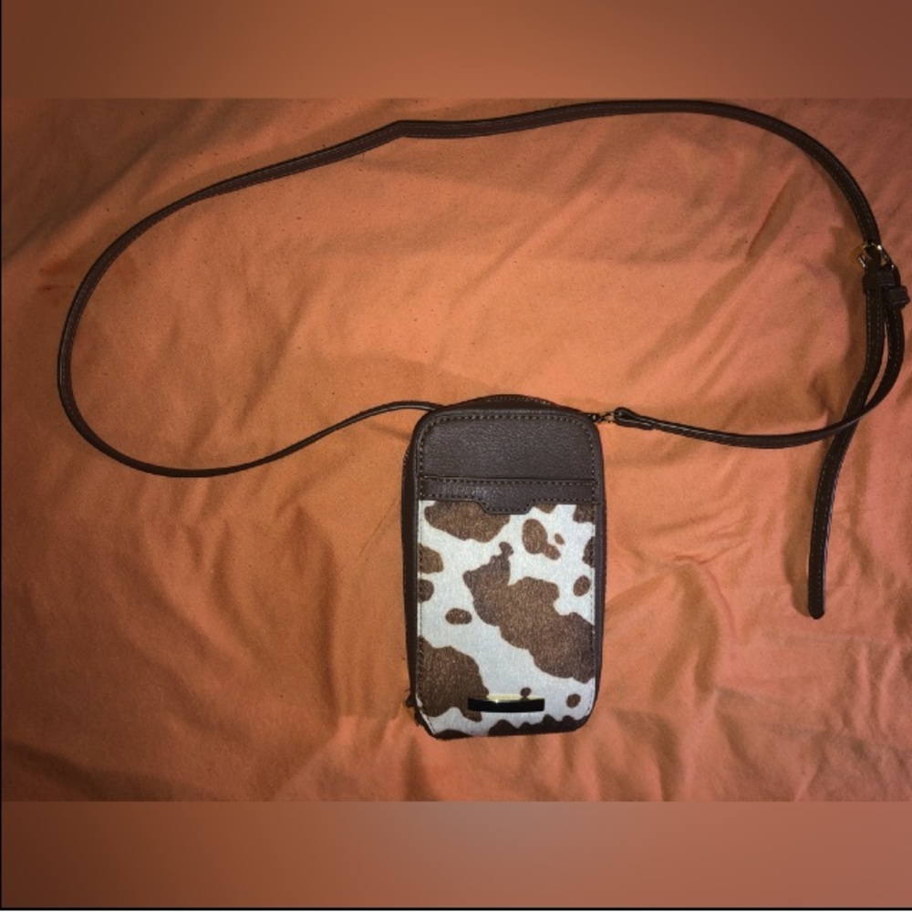 Brown cow print bag
